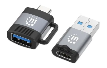 Kit de adaptadores USB-C a USB-A y USBA a USB-C (356329) MANHATTAN Negro, Gris