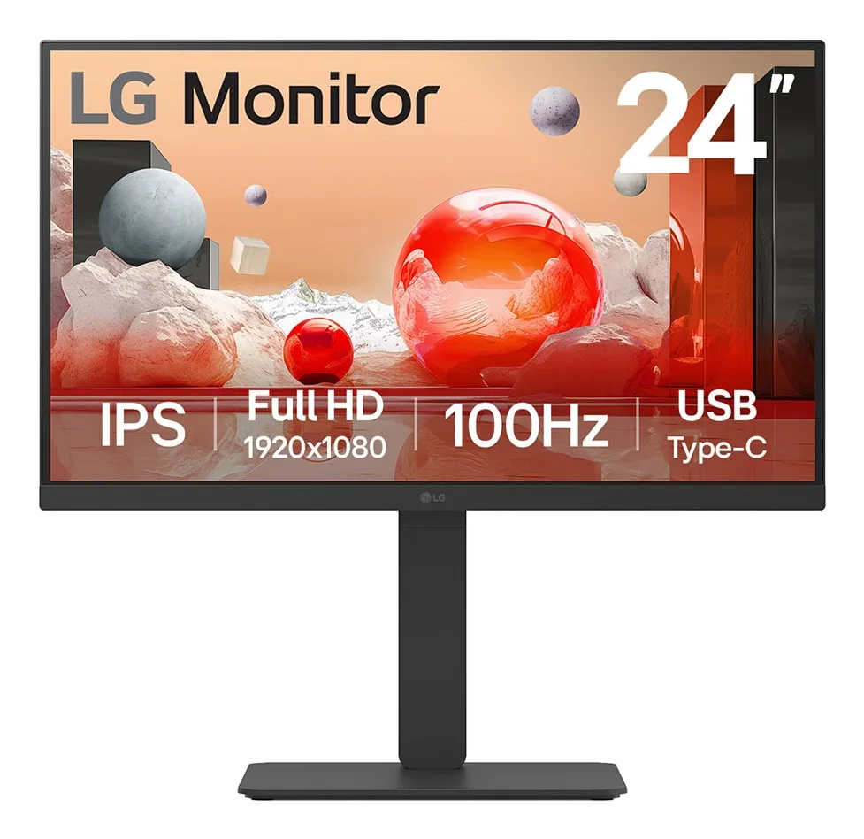 Monitor Full HD IPS de 24 Pulgadas con USB Tipo-C - altavoces, 100 Hz, soporte ajustable y multipuertos 24BA650-B 24BA650-B.AWM