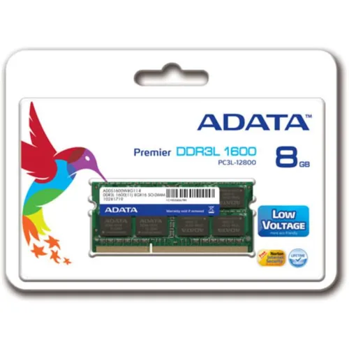 Memoria RAM ADATA PC12800 - 8 GB, DDR3L, 1600 MHz, Portátil, 204-pin SO-DIMM PREMIER ADDS1600W8G11-S