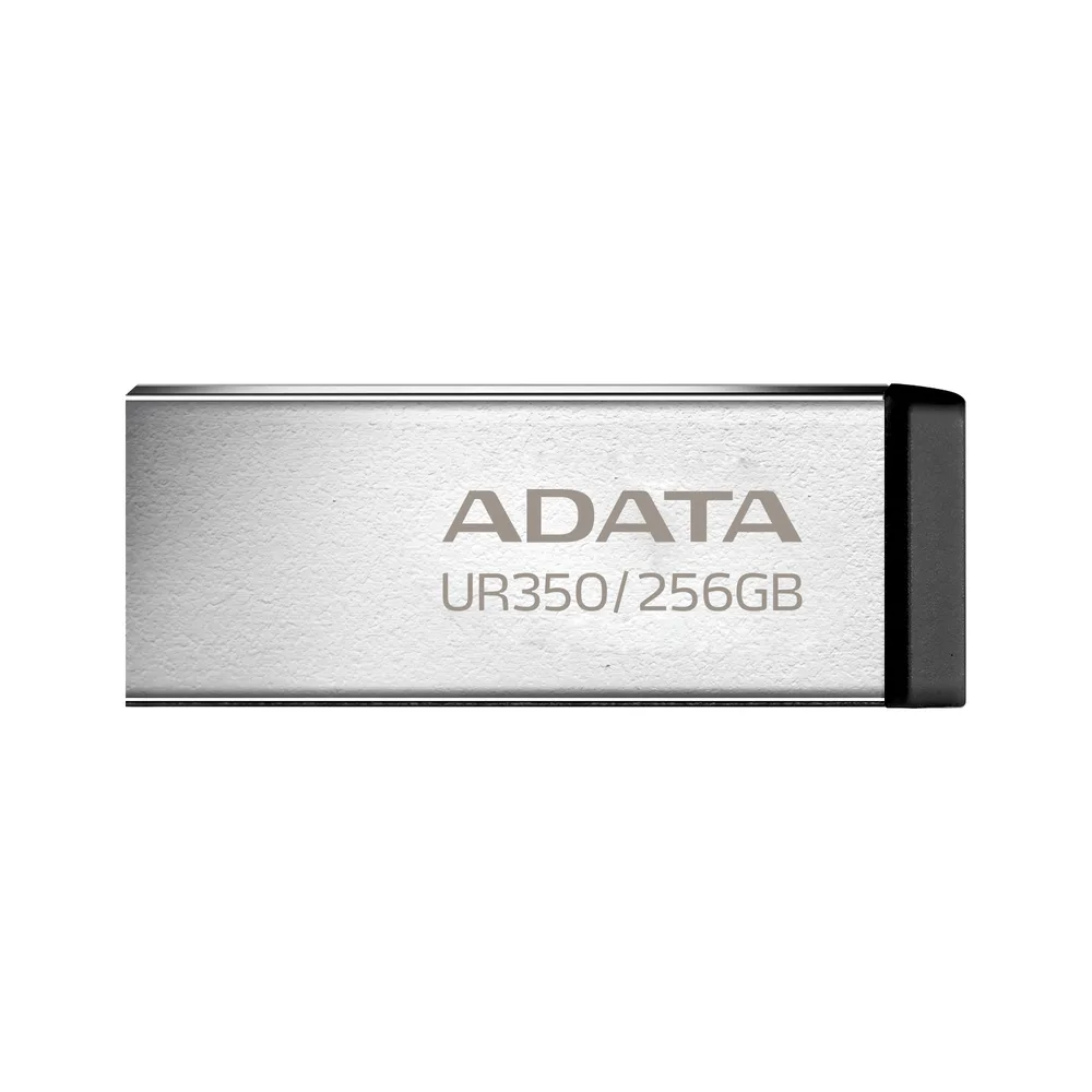 Memoria USB de 256GB UR350 3.2 Gen 1 (retrocompatible 3.0 y 2.0) - diseño elegante sin tapa. Color Metálico, negro. UR350-256G-RSR/BK ADATA 256 GB