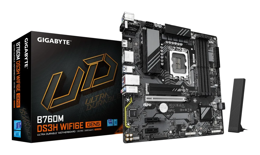 Tarjeta Madre Gigabyte Micro Atx B760M DS3H WF6E GEN5 - DDR5, S-1700, 256 GB, para Intel
