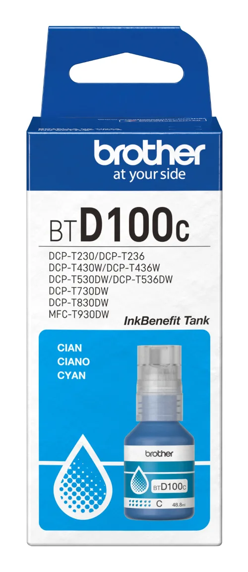 Botella de tinta Brother BTD100C cian - rendimiento aproximado 5, 000 páginas, compatible con DCPT230, DCPT530DW, DCPT730DW, MFCT930DW