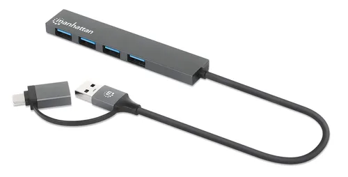 MANHATTAN 181006 Hub Accesorio USB — Hub De 4 Puertos USB-A 3.2 Gen 1 Con Conector