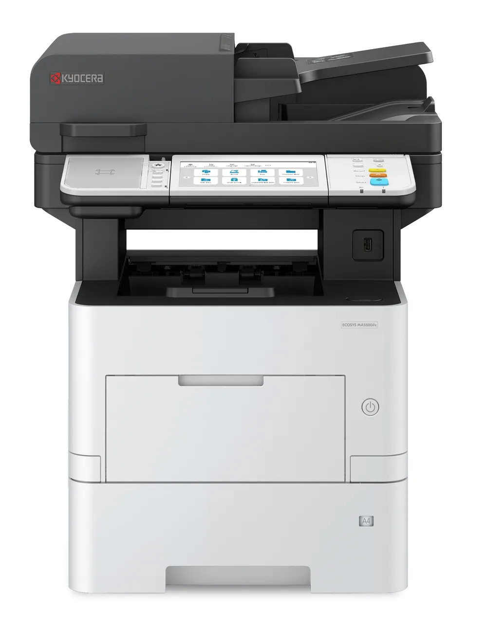 Multifuncional monocromático láser KYOCERA MA5500IFX 110C0Z2US0 - 57PPM, 1200X1200DPI, impresora/copiadora/escáner/fax, cama tamaño oficio, sustituto