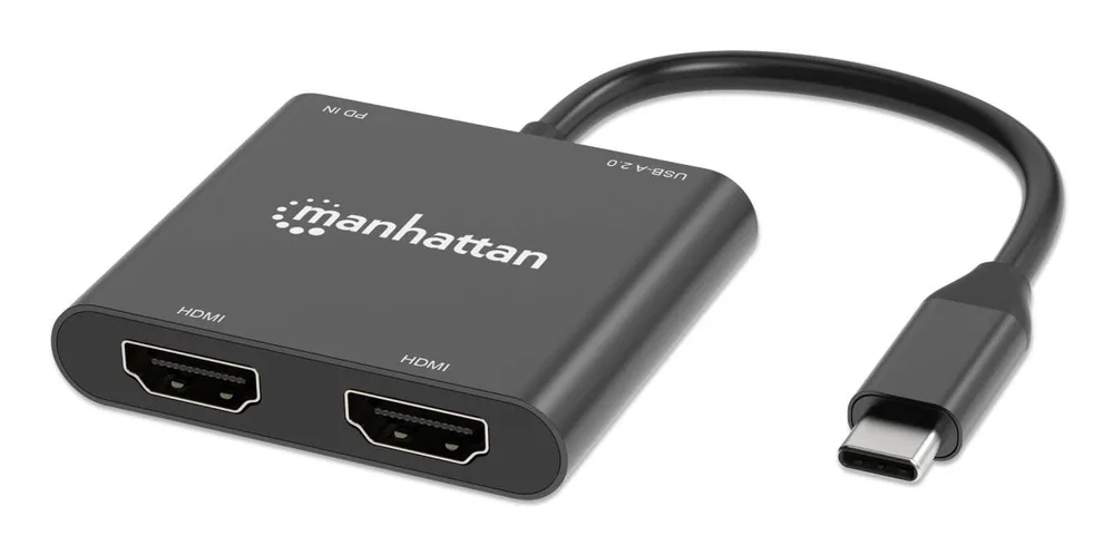 MANHATTAN 154321 Adaptadores Accesorio Hub USB — Convertidor USB-C A HDMI 2 Puertos 4K
