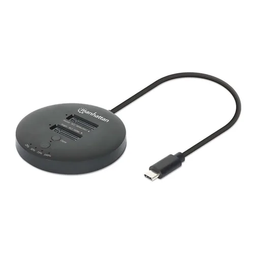 Gabinete USB-C SSD (130752) MANHATTAN Estación de acoplamiento con 2 bahías para clonación de SSD M.2 NVMe de hasta 8 TB 10000 MB/s