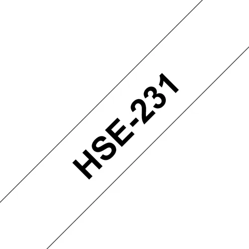Etiqueta blanca continua termoretráctil Brother HSE231 - de 11.7 mm de diámetro X 1.5 mts de largo. Impresión en negro Transferencia térmica