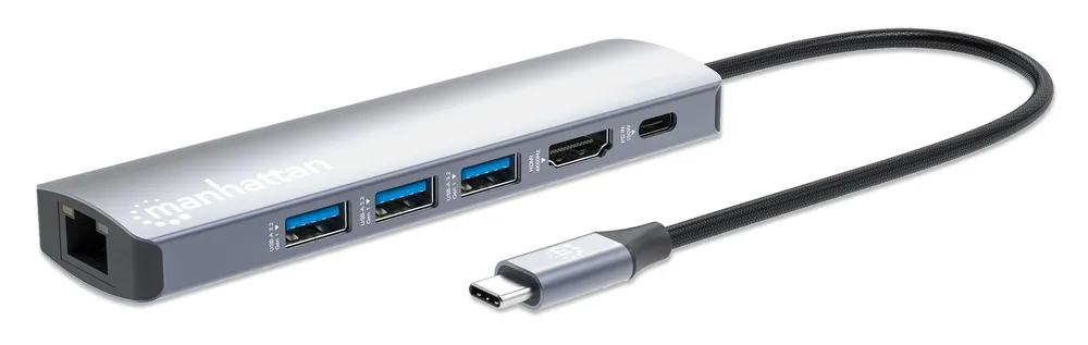 153959 Docking USB-C con Hub - 6 en 1 MANHATTAN 10,100,1000 Mbit/s