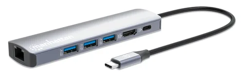 153959 Docking USB-C con Hub - 6 en 1 MANHATTAN 10,100,1000 Mbit/s