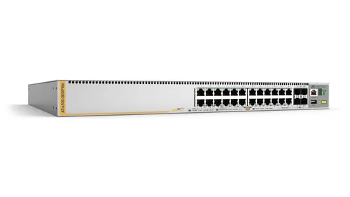 Switch PoE+ Stackeable Capa 3, 20 puertos 10/100/1000 Mbps + 4 x 100M/1G/2.5/5G-T + 4 puertos SFP+ 10 G, hasta 740 W, fuente redundante ALLIED TELESIS AT-X530-28GPXM-10