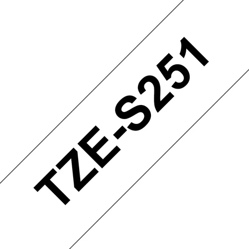 Etiqueta blanca continua laminada con adhesivo super resistente Brother TZES251 - de 24 mm de ancho x 8 mts de largo. Impresión en negro