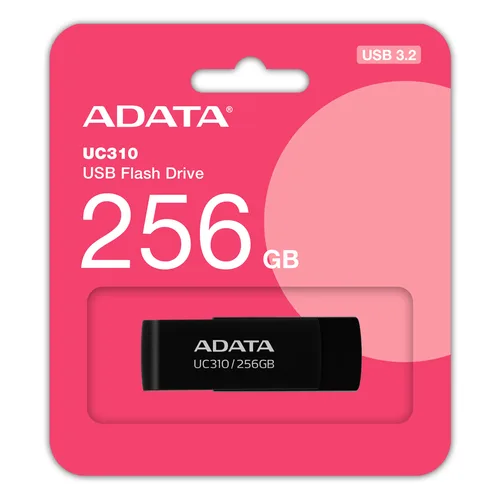 Memoria USB de 256GB UR310 3.2 Gen 1 (retro compatible 3.0 y 2.0) - diseño material reciclado sin tapa. NEGRO. UC310-256G-RBK ADATA 256 GB