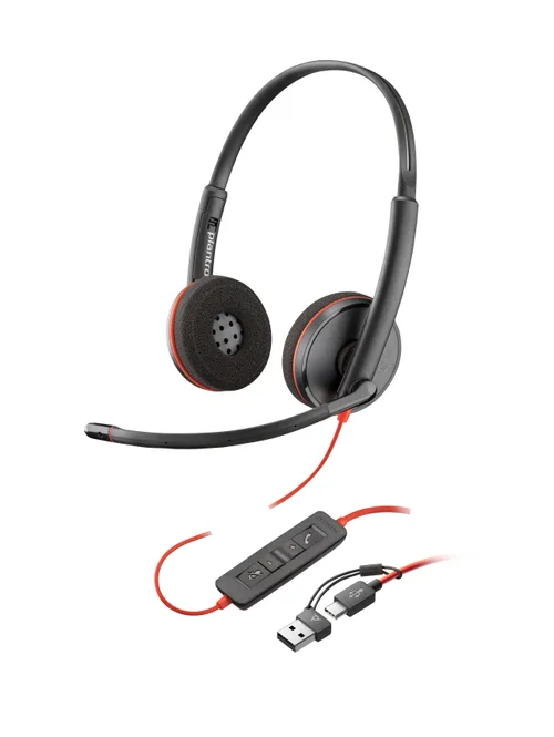 Audífonos Poly Blackwire C3220 con micrófono y control