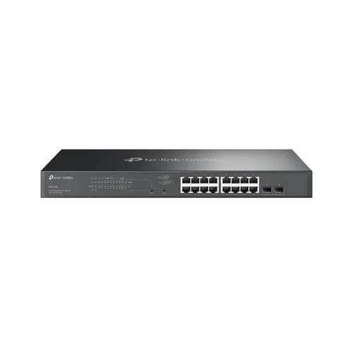 Switch Smart Omada 18 Puertos Gigabit / 16 Puertos PoE+ 802.3af/at / 2 Ranuras SFP Gigabit / Presupuesto PoE 150 W / Switching 36 Gbps / Enrutamiento Estático L2+ / Gestión Cloud SDN / Fanless / Montable en Rack TP-LINK SG2218P