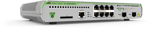 Switch Administrable CentreCOM GS970M, Capa 3 de 8 Puertos 10/100/1000 Mbps + 2 puertos SFP Gigabit ALLIED TELESIS AT-GS970M/10-10