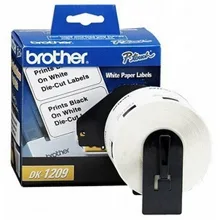 Etiqueta blanca de papel Brother DK1209 - 800 etiquetas de 28.9 mm de ancho x 62 mm de largo. Impresión en negro. QL800 / QL810W / QL1110NWB Térmica
