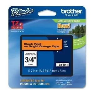 Etiqueta naranja continua laminada Brother TZEB41 - de 18 mm de ancho x 5 mts de largo. Impresión en negro