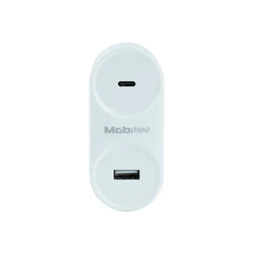 Cargador Mobifree Cargador de pared USB y Tipo C - Color blanco, Pared, Corriente alterna, USB, 1 MB-923354