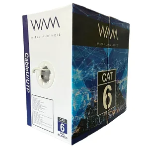 Bobina UTP CAT6 para interior - 4 pares, 23 AWG, bobina de 305 mts, 100 cobre, color blanco WAM CAT6-PVC-BLANCO