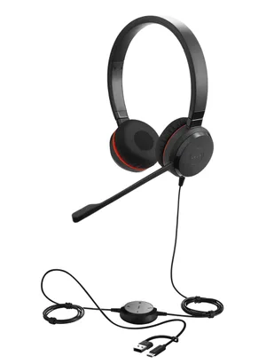 Jabra Evolve 30 II - USB-C/A - MS Stereo. Auricular profesional con conectividad flexible y gran calidad de sonido para llamadas y música Negro