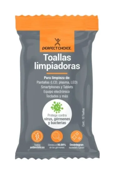 Toallas limpiadoras PERFECT CHOICE - Paños húmedos, Pantallas / Plásticos, Poliéster PC-030324