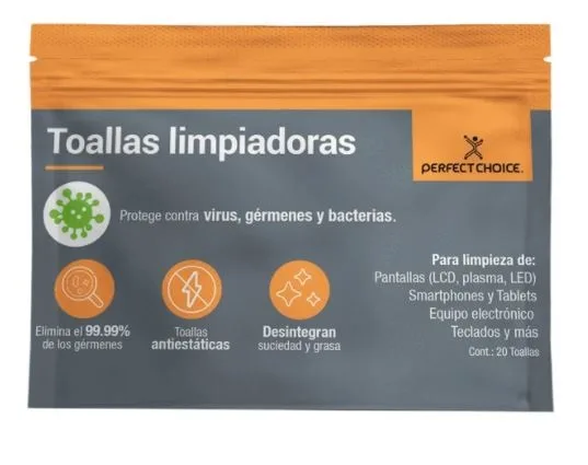 Toallas limpiadoras PERFECT CHOICE - Paños húmedos, LCD/TFT/Plasma PC-030270
