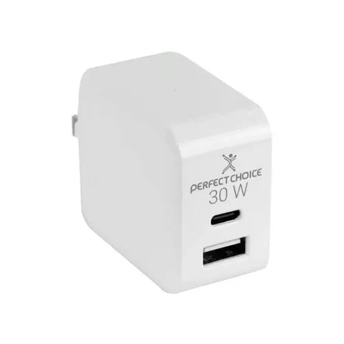 Adaptador de Corriente Universal Carga Rápida 30W 2 Puertos | PERFECT CHOICE PC-240426