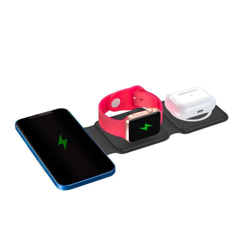 Cargador Inalámbrico 3 en 1 Carga Rápida Plegable 3Charge | PERFECT CHOICE 15W PC-241034