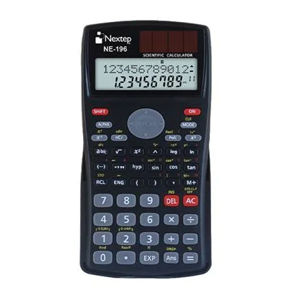 Calculadora Científica Nextep NE-196 10+2 Dígitos Doble línea - 240 Funciones Solar/Batería Negro