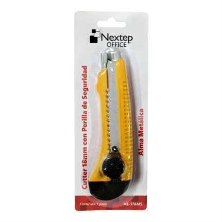 Cutter Plástico Nextep NE-178MS Grande Navaja de 18mm Alma de Metal y Perilla de Seguridad NE-005B