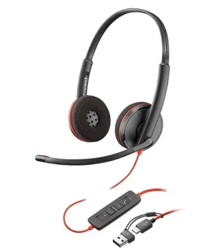 HP Poly Blackwire 3220 - USB-C con adaptador USB-C/A, Alambricos, Binaural PLANTRONICS Negro 8X228A6