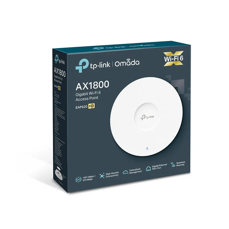 Access Point Inalámbrico de Montaje en Techo de Doble Banda AX1800 Ac Omada Tp-link EAP620 HD 6 dBi