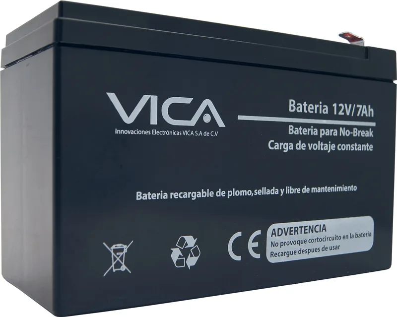 Batería de Reemplazo VICA 12V/7A - Tipo de acumulador: Plomo/Paquete sellado libre de mantenimiento - Tiempo de vida útil 5 años aprox 12 V 7 AH