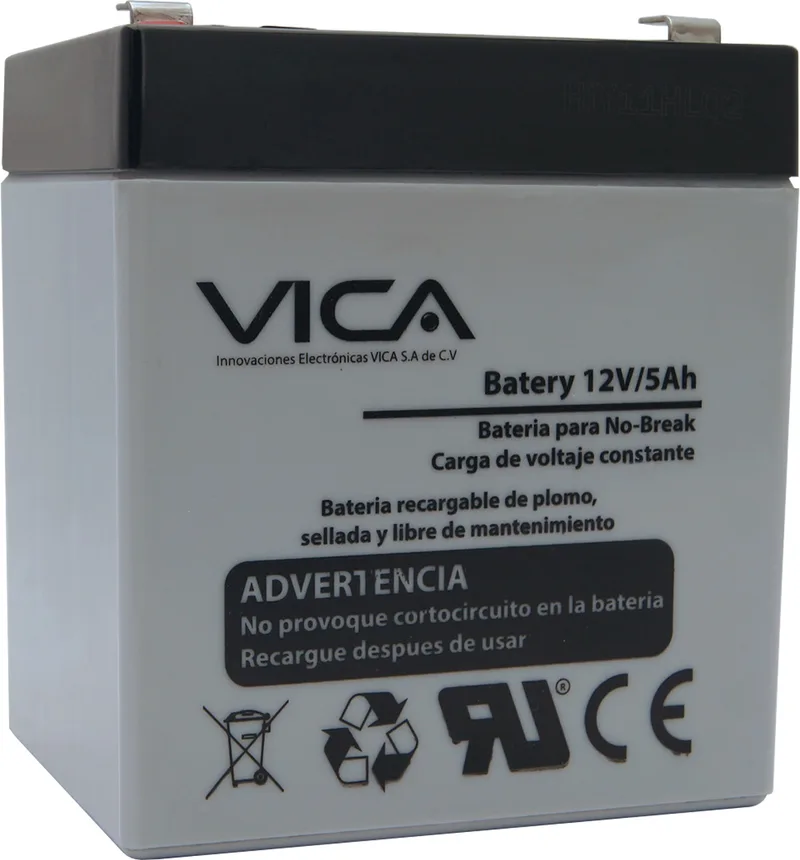 Batería de Reemplazo VICA 12V/5A - Tipo de acumulador: Plomo/Paquete sellado libre de mantenimiento - Tiempo de vida útil 5 años aprox VIC12-5A 5 AH