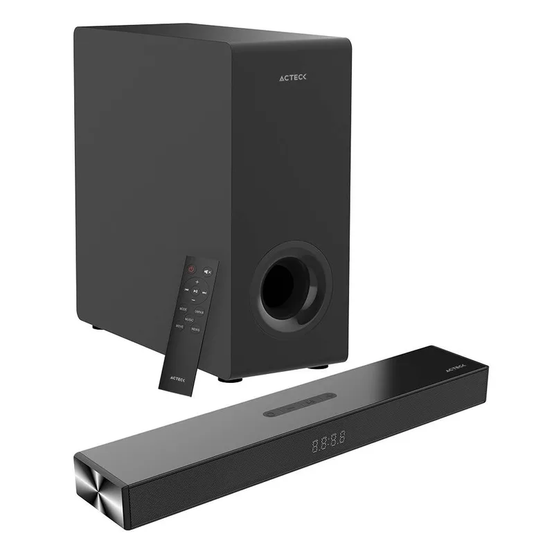 Sistema De Soundbar 2.1 Dynamic Thin BS600 Advanced Series - Control Remoto incluido, Color Negro. AC-940801 ACTECK 60 W