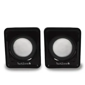 Sistema de bocinas TechZone 2.0 con conexión 3.5mm - ideal para laptop o pc.1 año de garantía Negro TZBOC3.5