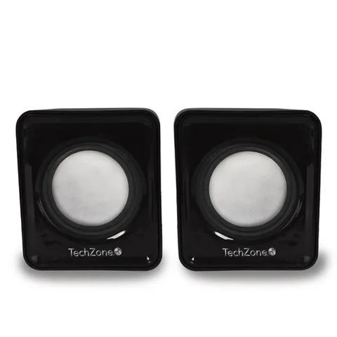 Sistema de bocinas TechZone 2.0 con conexión 3.5mm - ideal para laptop o pc.1 año de garantía Negro TZBOC3.5