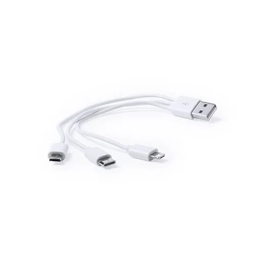 Cable 3 en 1 . 1 metro de largo . Con entrada USB A - USB C y MICRO USB DB-G-3.1 DBUGG Blanco