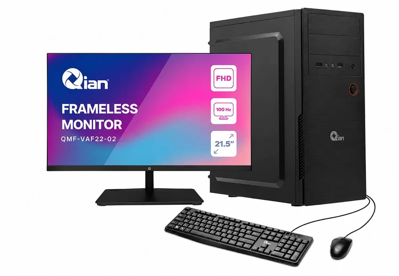 Kit PC Office - monitor 22, regulador QIAN, gabinete QIAN Mat 01/ PSU 500W. Mouse y teclado 480 GB QPI-OP340TA-48M
