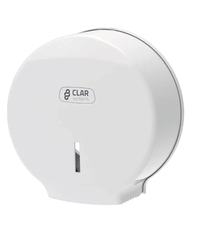 Dispensador de Papel Higiénico Mini Innova Color Blanco para Rollo Industrial 250mm máx Clar Systems CSY020