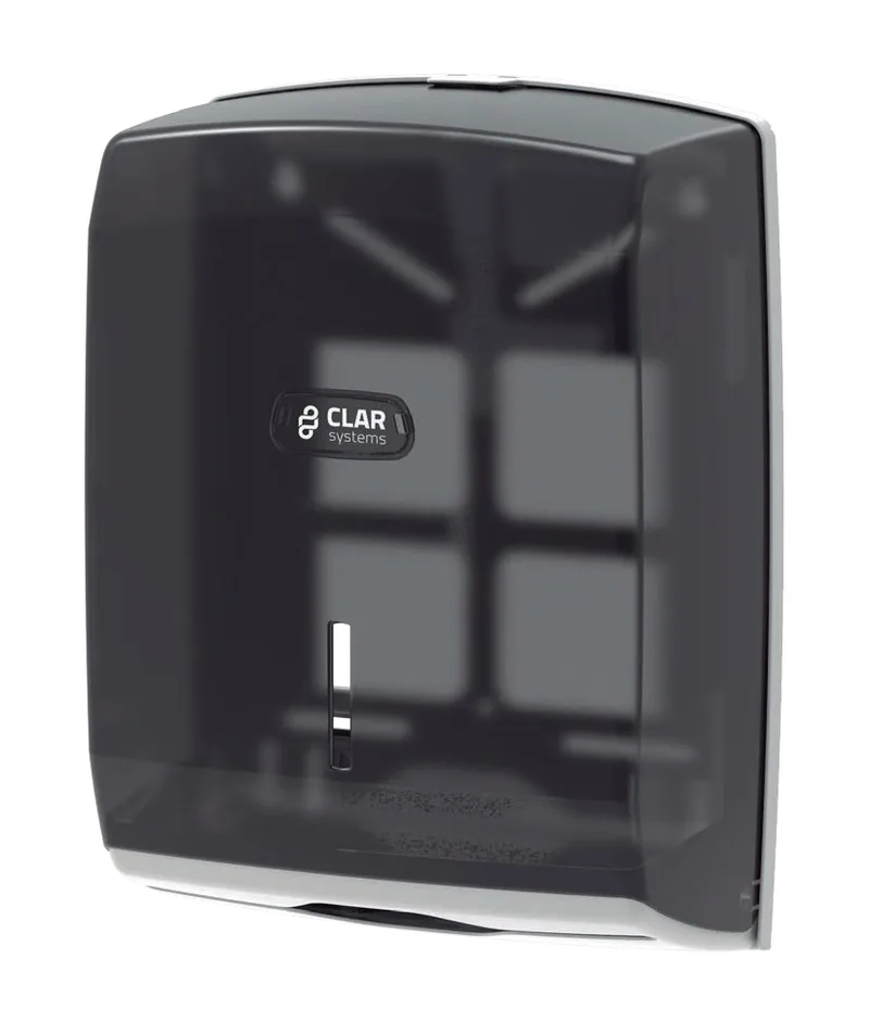 Dispensador de Toalla Inter-doblada Innova ABS antiestático. CLAR SYSTEMS. Color Humo. Capacidad para 600 toallas CSY090