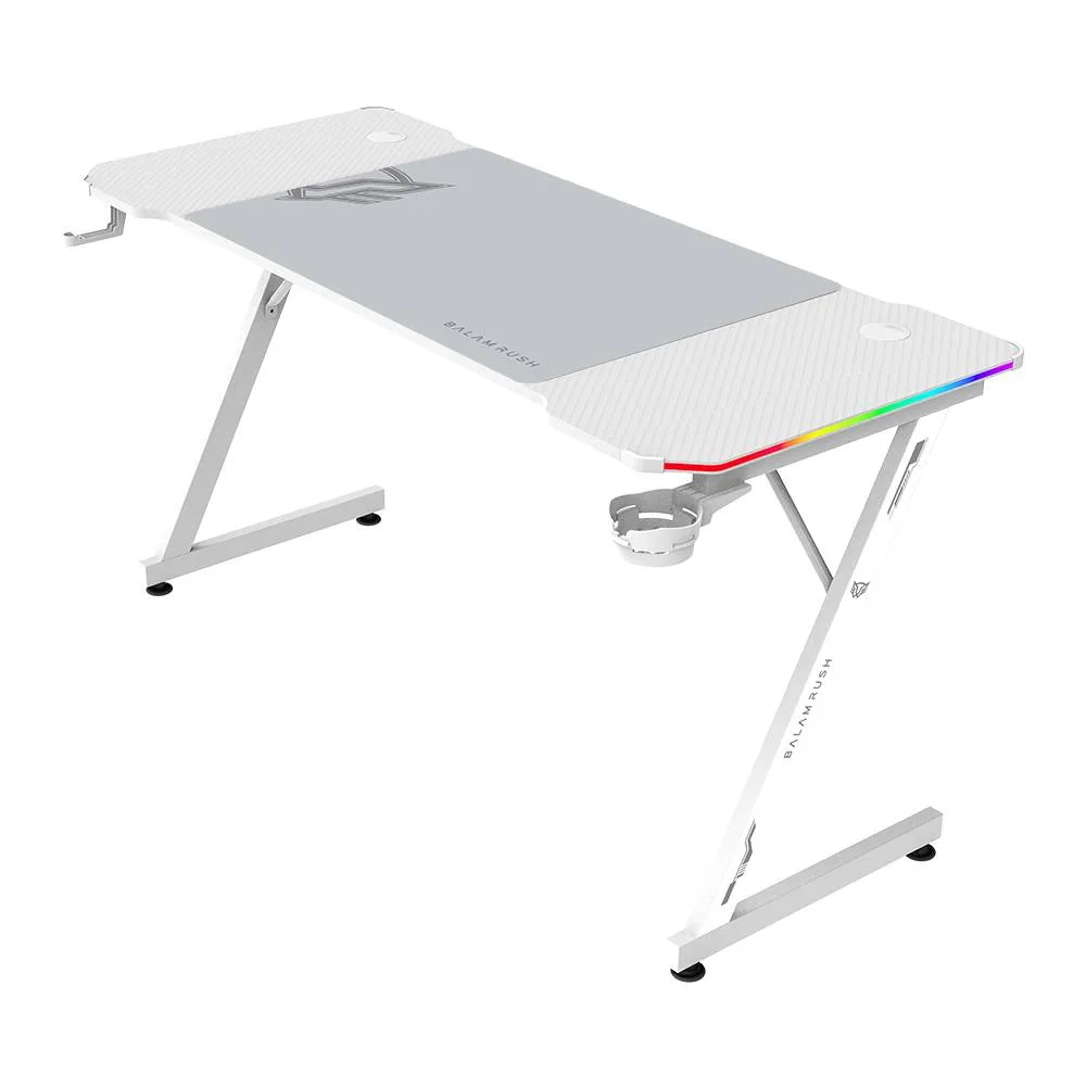 Escritorio Gamer Ergonómico Olympus Spot Glow MRX6000 Balam Rush Legend Series Escritorio Gamer Ergonómico 140 x 60cm - Iluminación RGB Blanco