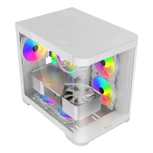 Gabinete Curvo Xzeal M-ATX/ITX 2x USB 2.0 + 1x USB 3.0 + 3.5 mm + 3 Ventiladores RGB Blanco XZGAMC3W