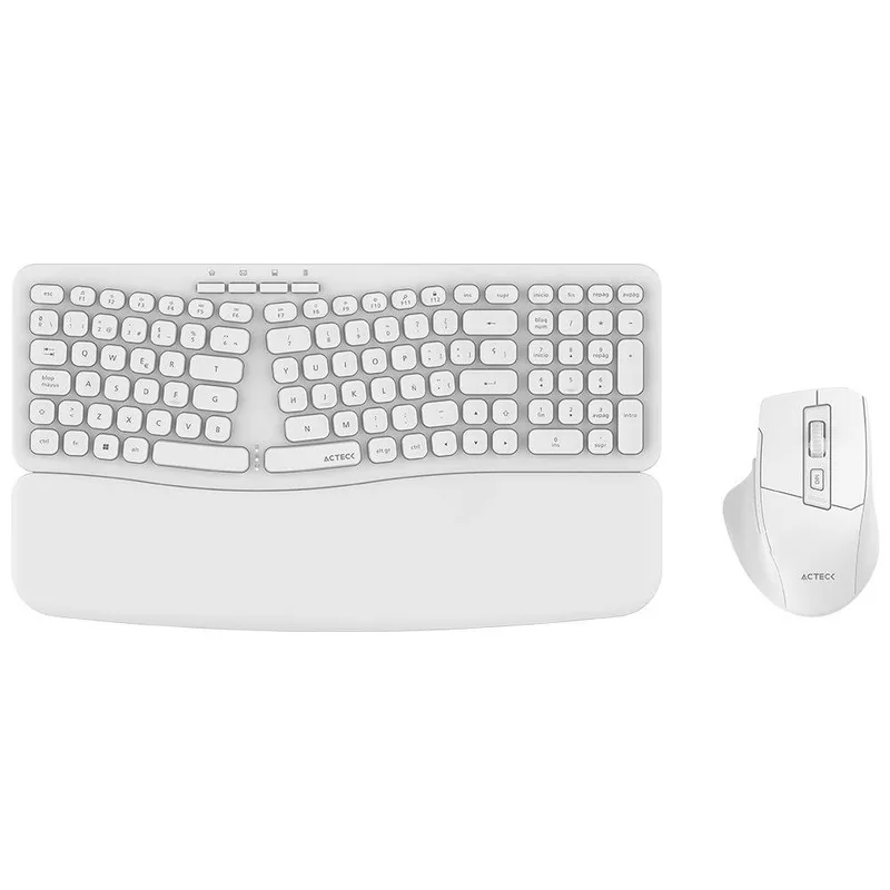 Kit Teclado y Mouse Acteck Creator Ultra CONFORT MK650 Teclado y Mouse Ergonómico Inalámbrico - Teclado de Membrana 2.4Mhz Blanco AC-939874