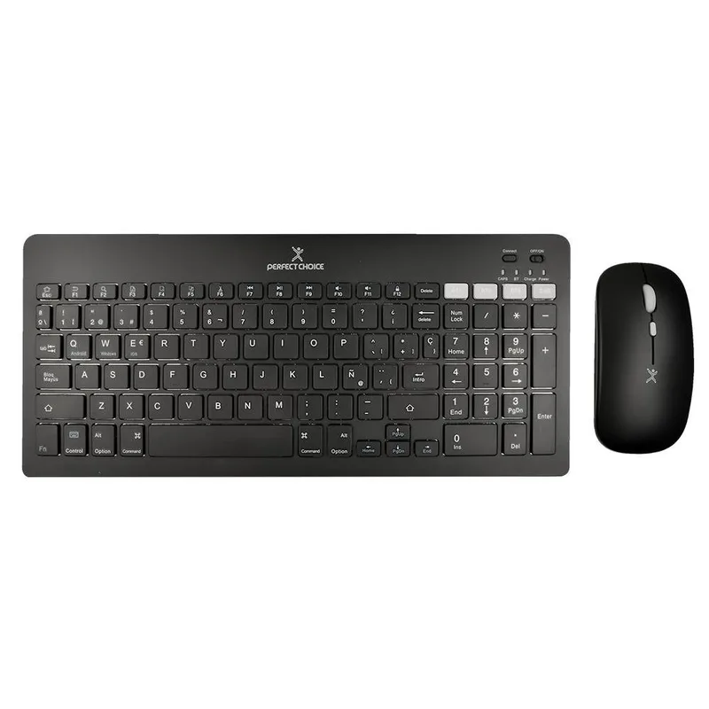 Kit Teclado + Mouse Recargable Inalámbrico + BT Zebrary Color Negro | PERFECT CHOICE 1600 DPI PC-201373