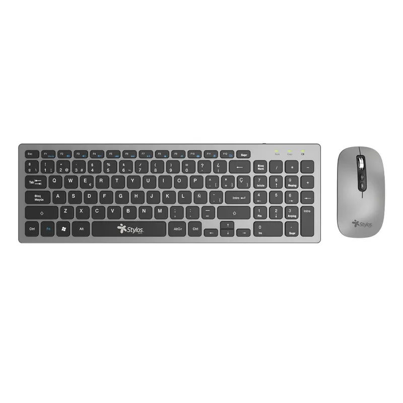 Combo Inalámbrico Recargable 2 en 1 Stylos STPKTM6G Teclado 96 Membrana 96 teclas Conexión USB Nano 1600 DPI
