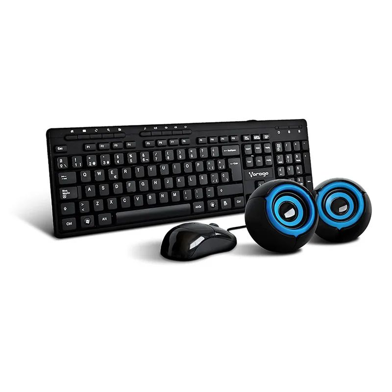 Kit Teclado y Mouse VORAGO - Estándar, 105 teclas, Negro, 1000 DPI 800 DPI Kms-104