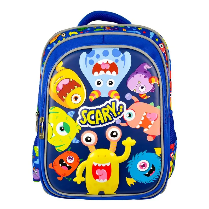 PC-085089 Mochila Escolar Para Niños Múltiples Compartimentos modelo Kiddo Monstruos | PERFECT CHOICE: Diseñada para brindar comodidad Azul