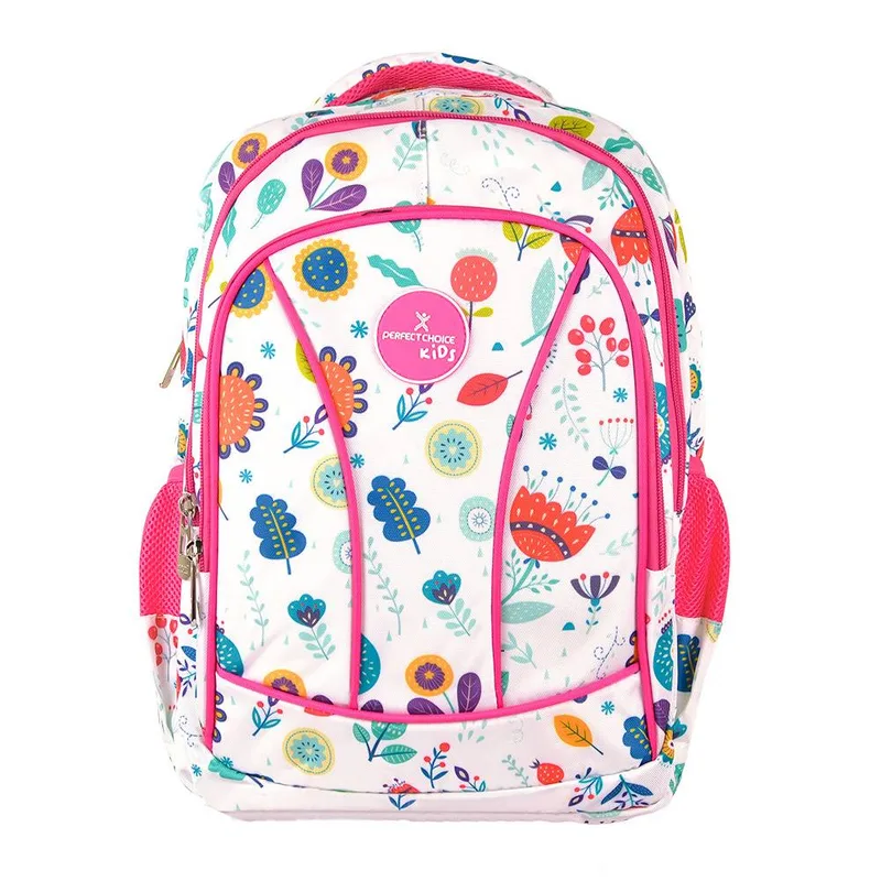 PC-085317 Mochila Escolar Infantil Múltiples Compartimentos Modeo Brooklyn Flores | PERFECT CHOICE