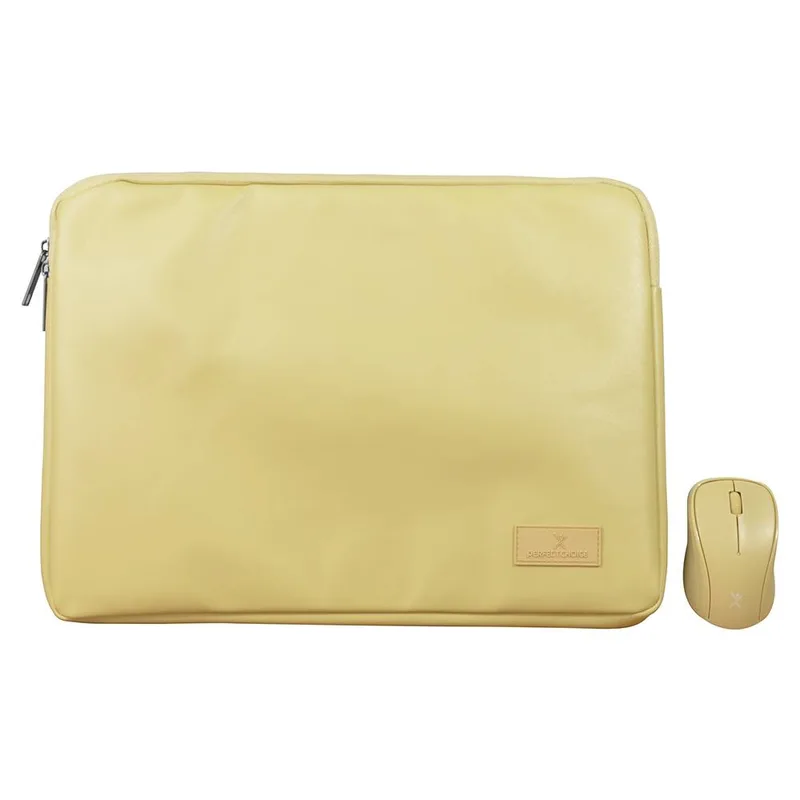 Kit de Mouse Inalámbrico + Funda para Laptop 15.6 pulgadas Cannoli Color: Taupe | PERFECT CHOICE PC-911883